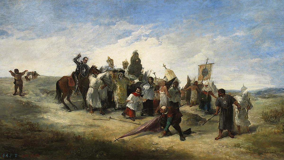 La aventura de don Quijote, cuando ataca a la procesión de los disciplinantes (Museo del Prado).
