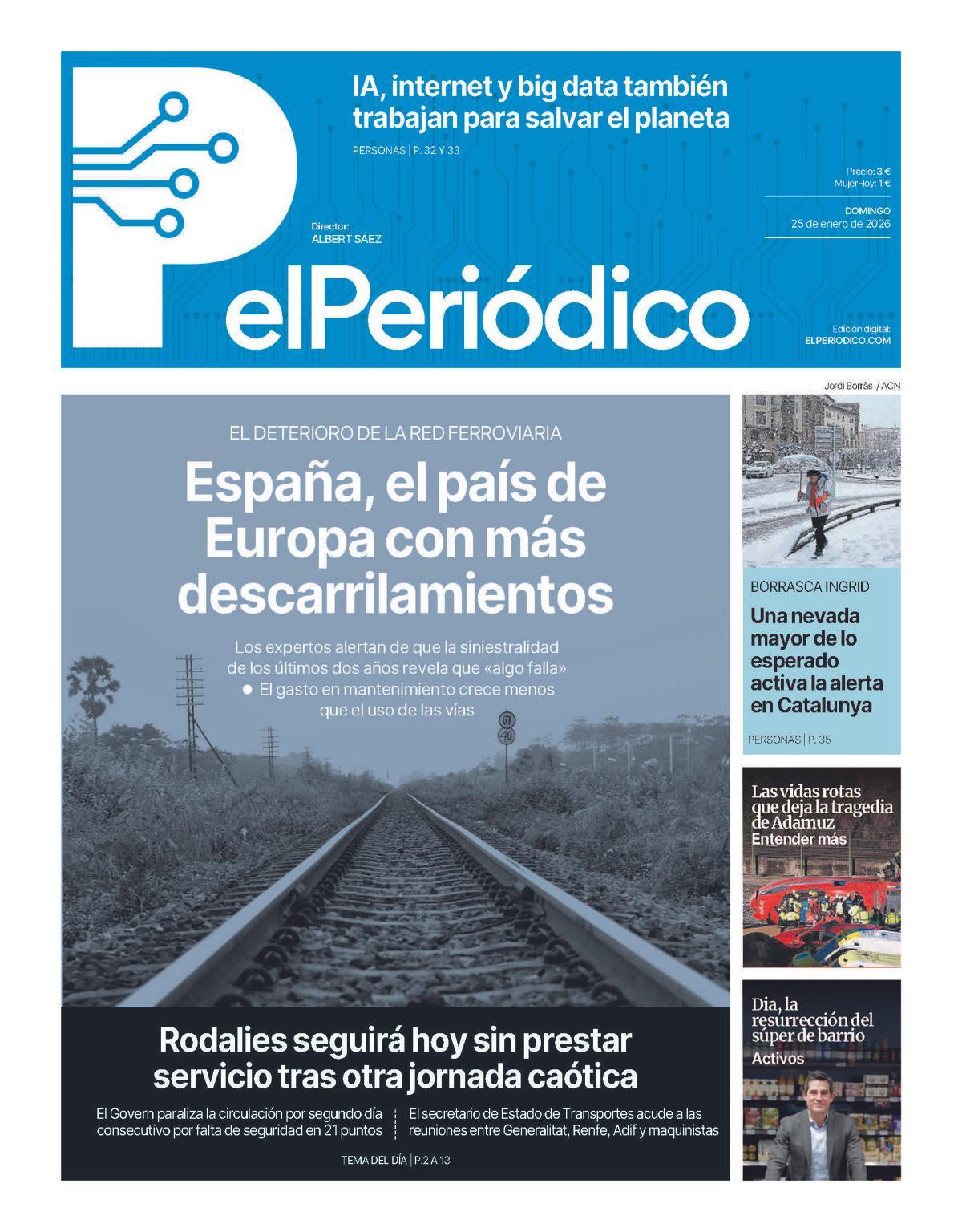 La portada de EL PERIÓDICO del 25 de enero de 2026