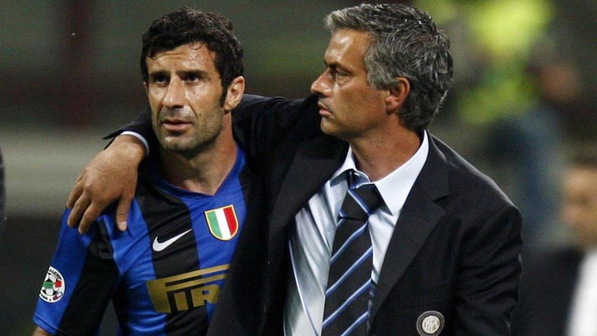 Luis Figo y José Mourinho coincidieron un año en el Inter de Milán