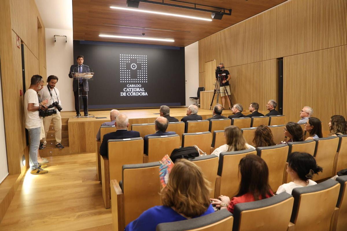 Córdoba Centro de recepción de visitantes del Cabildo. Patio San Eulogio. Salón de Actos. presentación de la actividad social, caritativa y de cooperación institucional e internacional llevada a cabo por el Cabildo Catedral de Córdoba durante el ejercicio 2025 y 2026