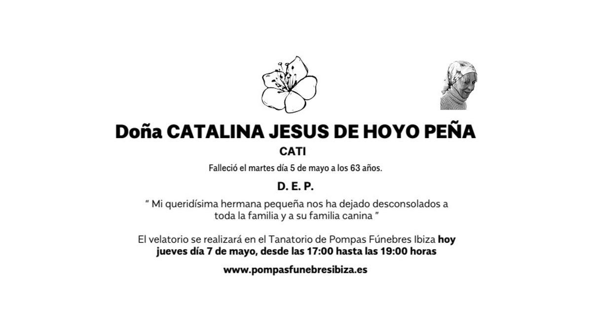 Esquela Catalina Jesús de Hoyo Peña