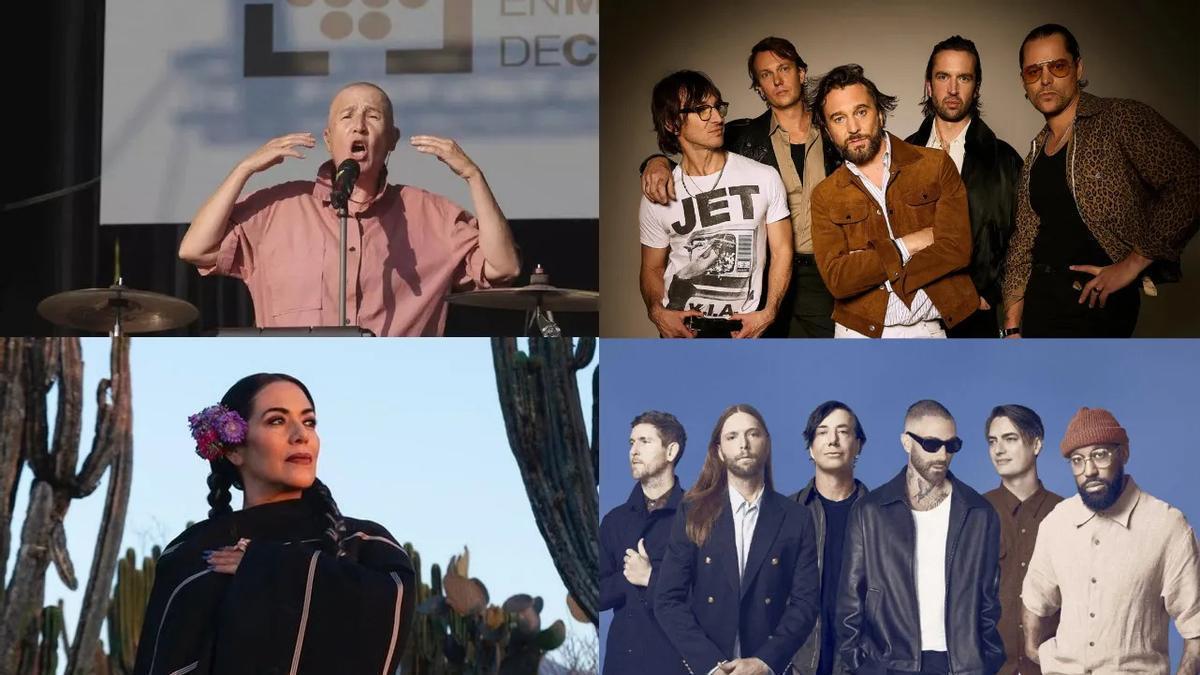 Arriba: Mercedes Peón y Jet. Debajo: Lila Downs y Maroon 5.
