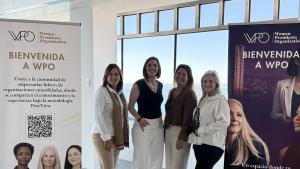 De izquierda a derecha, Anni Wilhelmi (responsable global de WPO), Irene Tarradellas (WPO Barcelona), Valeria Rodríguez (WPO Iberia y LATAM) y Teresa Patuel (embajadora golobal de WPO)