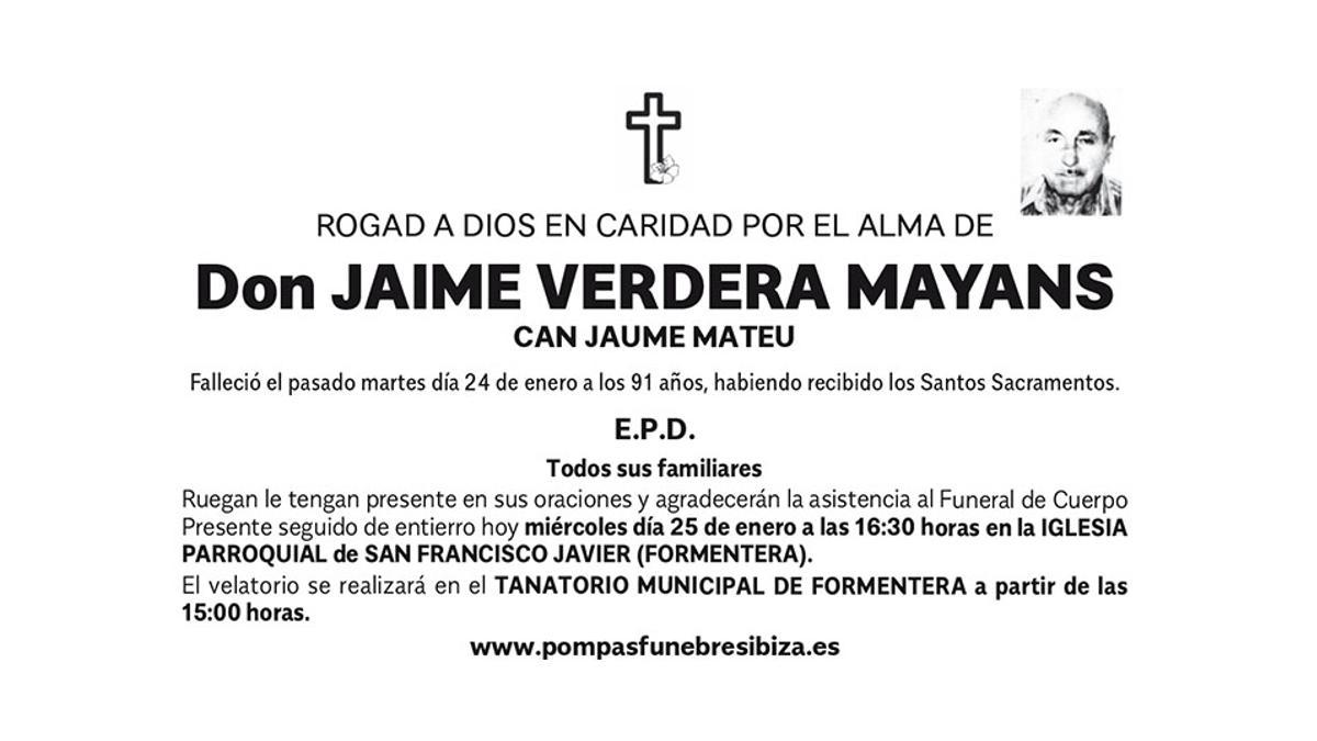 Esquela Jaime Verdera Mayans