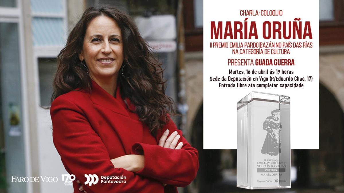 María Oruña reivindicará a importancia da cultura cunha nova charla coloquio en Vigo no marco dos Premios Emilia Pardo Bazán no País das Rías.