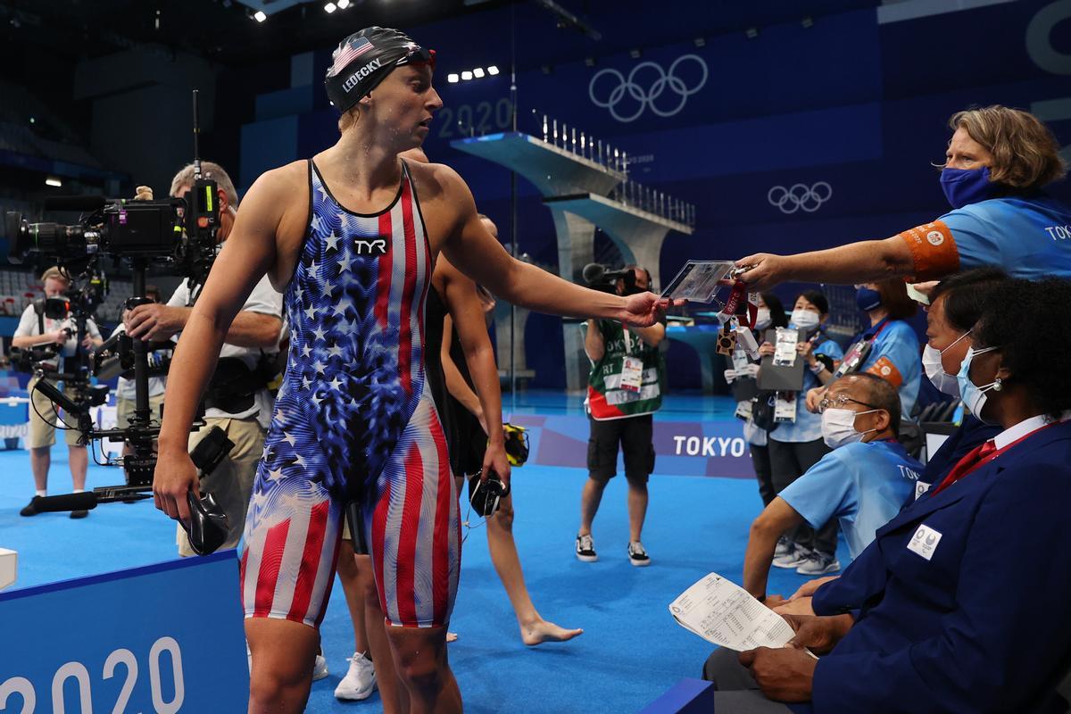 Katie Ledecky tras su victoria en el 800 