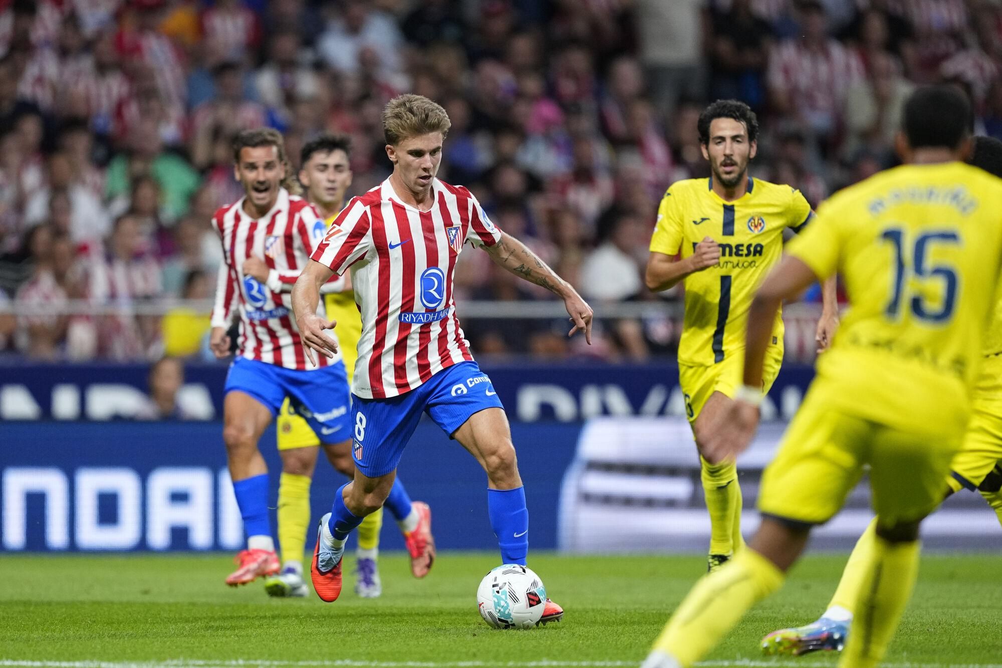 Pablo Barrios of Atletico de Madrid in action during the Spanish League, LaLiga EA Sports, football match played between Atletico de Madrid and Villarreal CF at Riyadh Air Metropolitano stadium on September 13, 2025, in Madrid, Spain. AFP7 13/09/2025 ONLY FOR USE IN SPAIN. Oscar J. Barroso / AFP7 / Europa Press;2025;SOCCER;SPAIN;SPORT;ZSOCCER;ZSPORT;Atletico de Madrid v Villarreal CF - LaLiga EA Sports