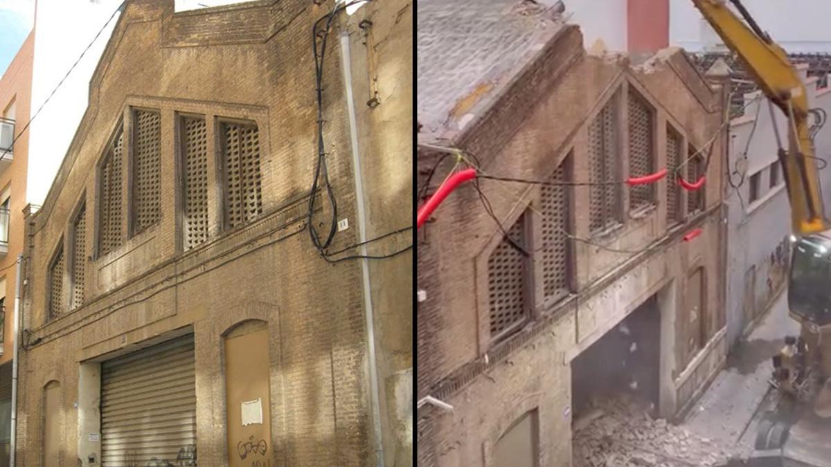 La nave industrial de 1925 en pleno derribo