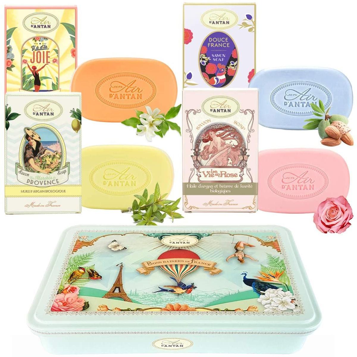 Caja Regalo Mujer 4 Jabones Manteca de Karite Organico, de Un Air d’Antan (27,95 euros)