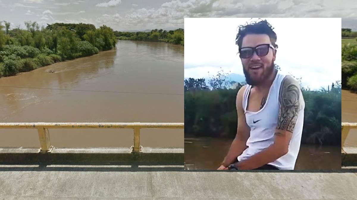 Ángel Montoya, en un moment del seu últim vídeo i una foto del riu Cauca