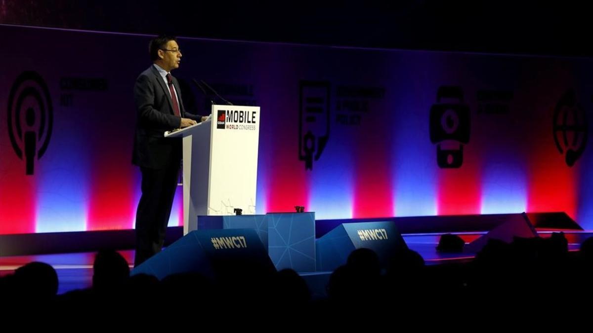 Bartomeu, durante la conferencia que ha impartido en el Mobile World Congress.