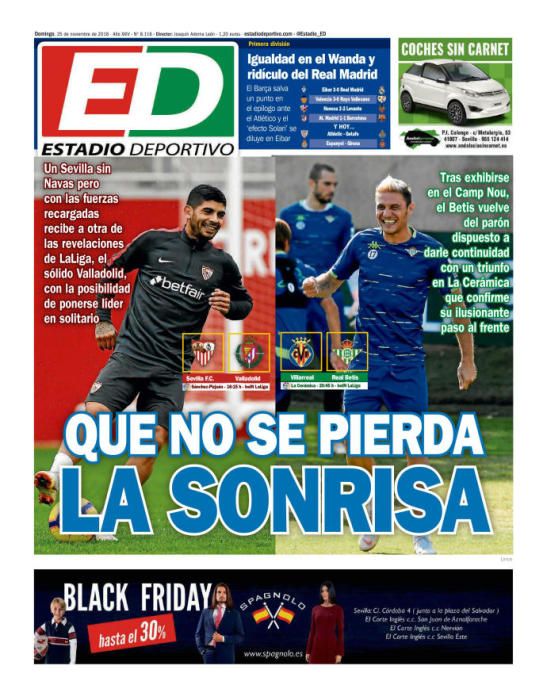 Portada ESTADIO DEPORTIVO 25 noviembre 2018