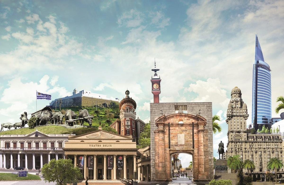 Collage monumentos Montevideo.