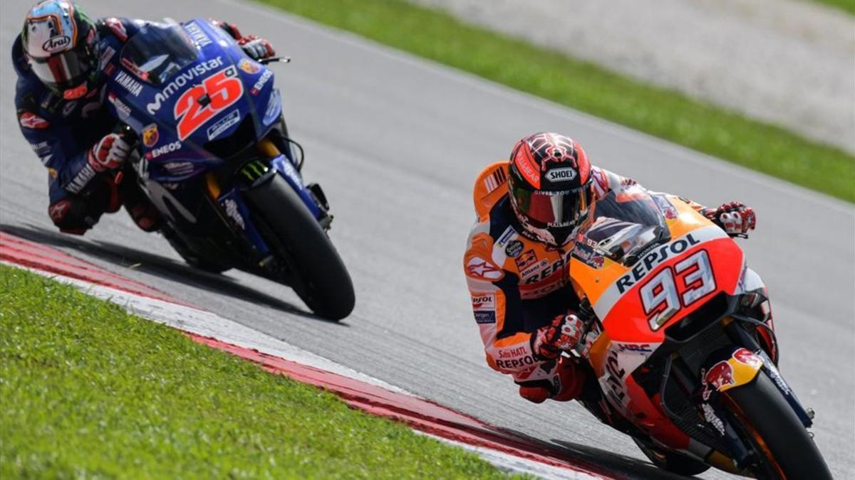 Márquez y Viñales, en acción