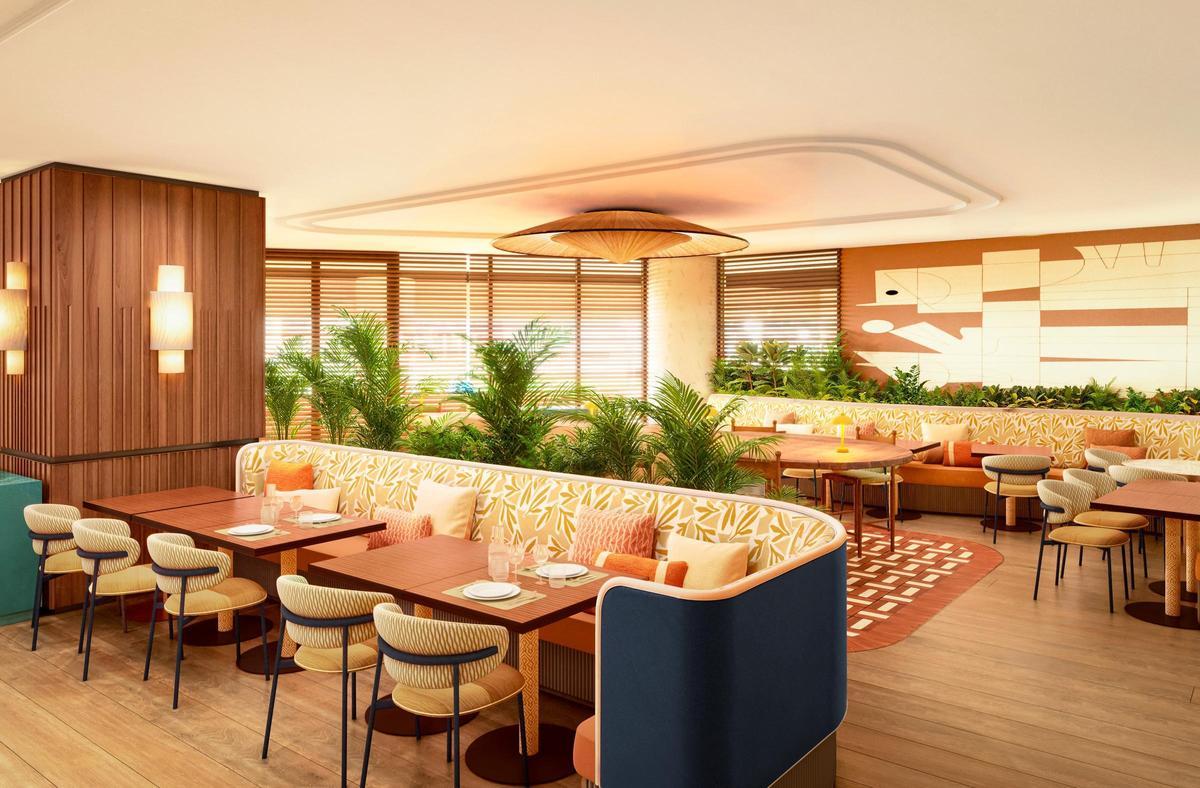 Nuevo espacio gastronómico en el Hilton Diagonal Mar, en una imagen virtual.