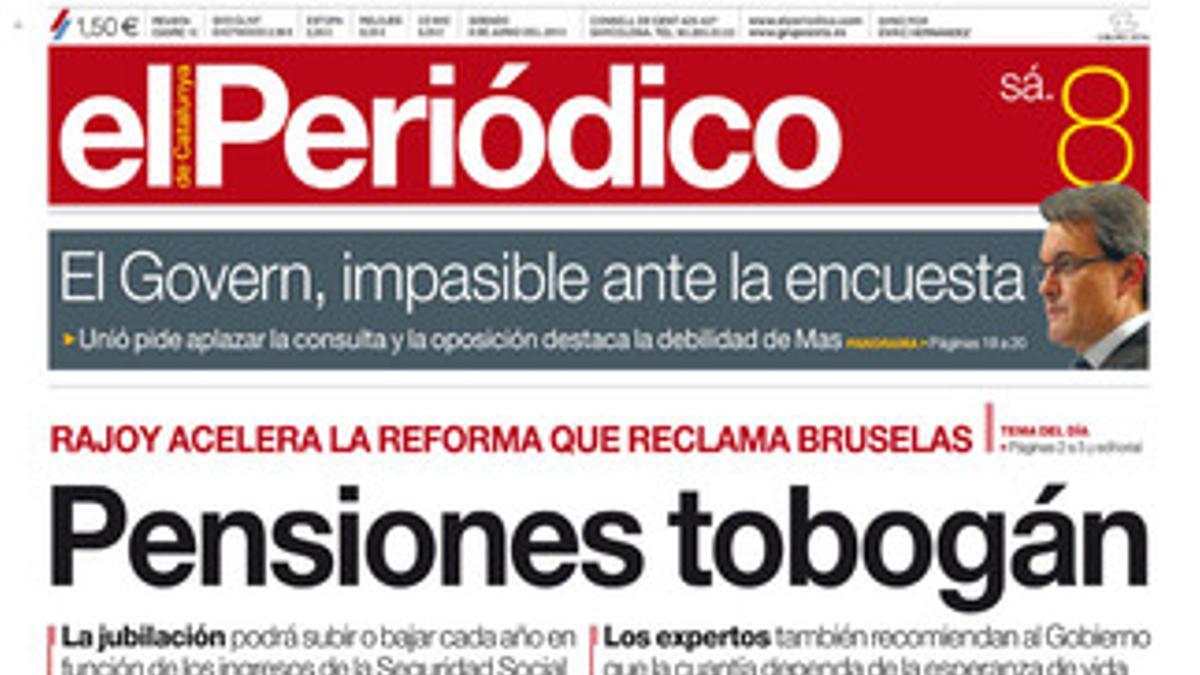 La portada de EL PERIÓDICO (8-6-2013).