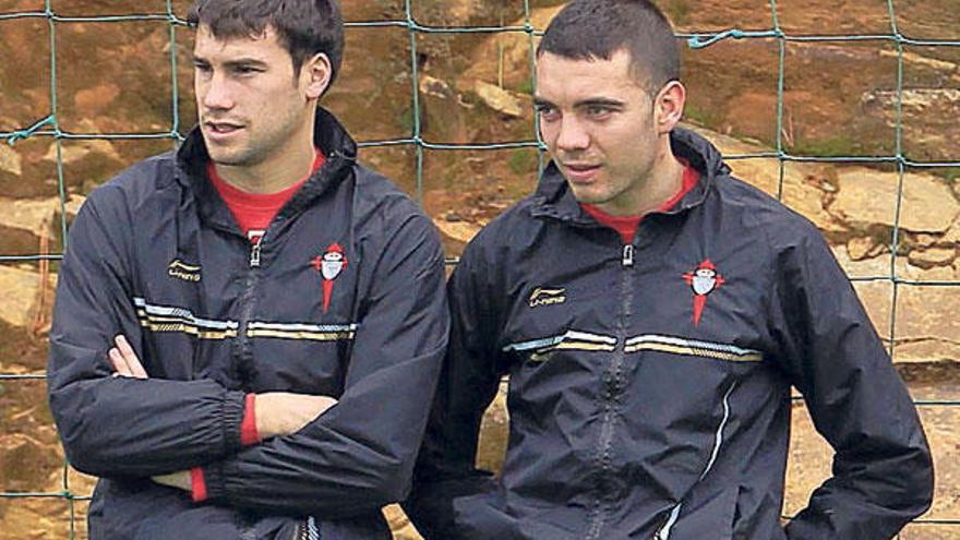 Dani Abalo, junto a Iago Aspas, en A Madroa. // R. Grobas