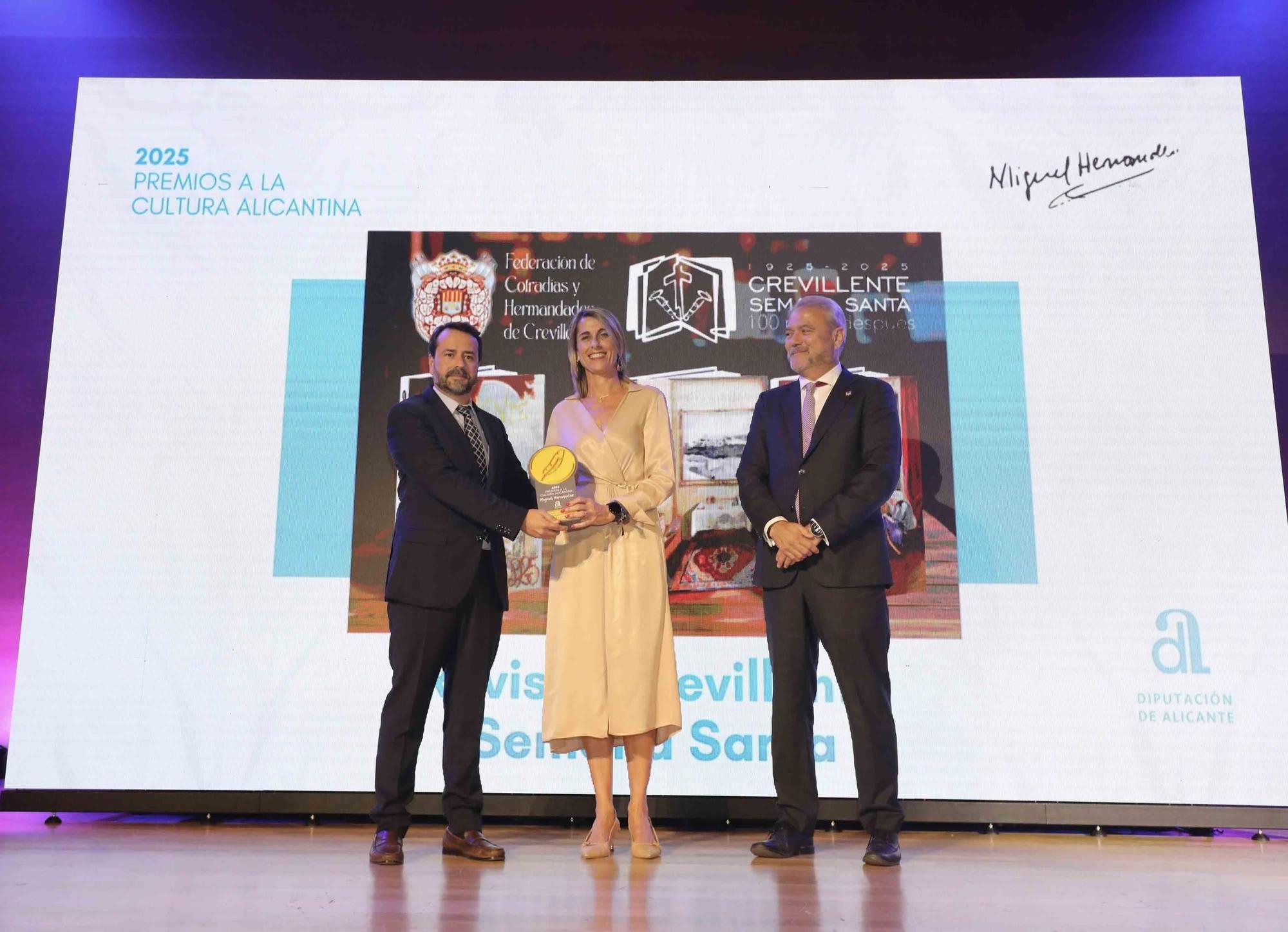 Creatividad y talento galardonados en la entrega de los Premios a la Cultura de la Diputación de Alicante