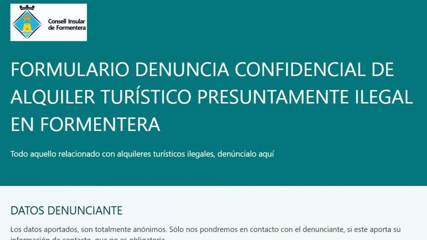 Captura del formulario en internet para denunciar alquileres turísticos presuntamente ilegales. | D.I.