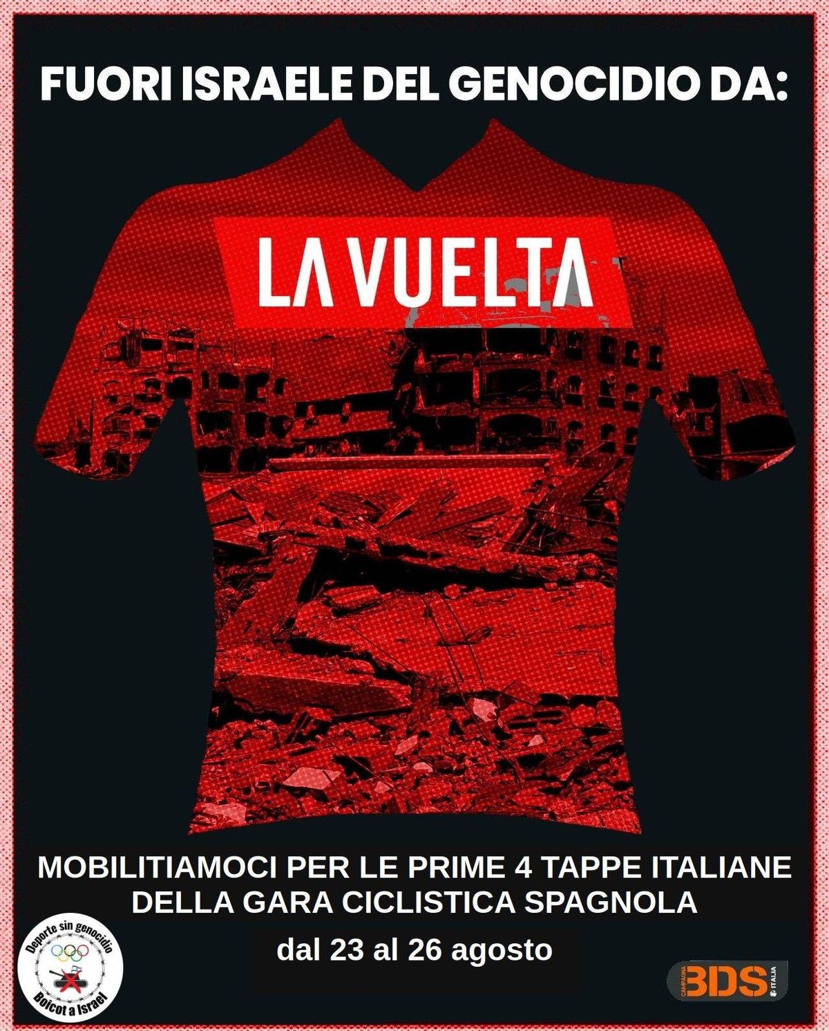 Carteles a favor de la protesta a favor de Palestina, en Italia.
