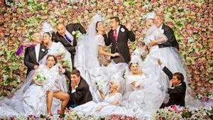 Actors de La Cubana en una fotografia promocional de ’Campanades de boda’.