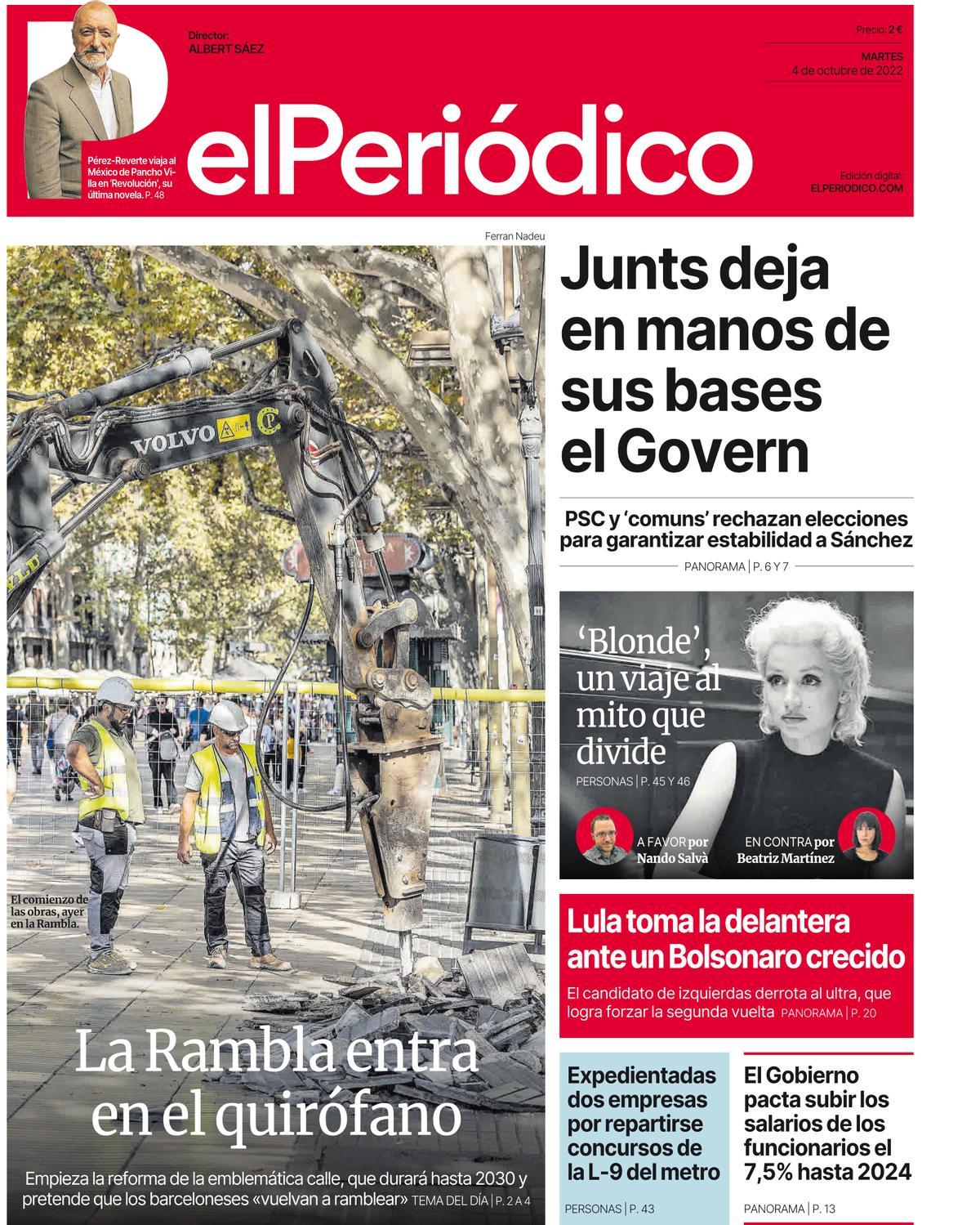 La portada d’EL PERIÓDICO del 4 d’octubre del 2022