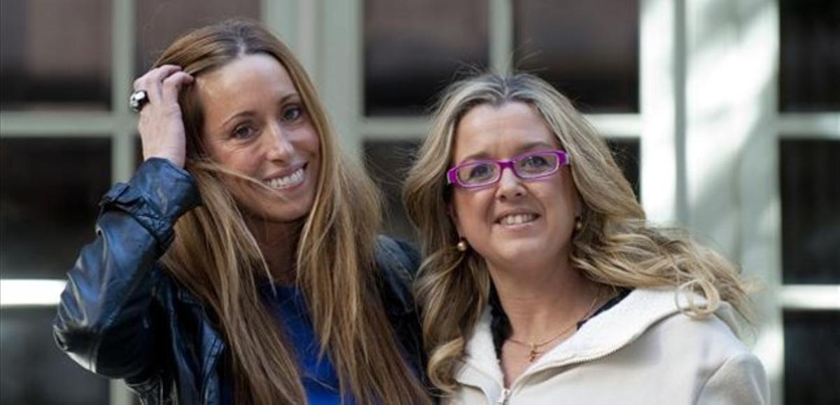 Mengual i Tarrés durant un acte. Mengual i Tarrés durant un acte.