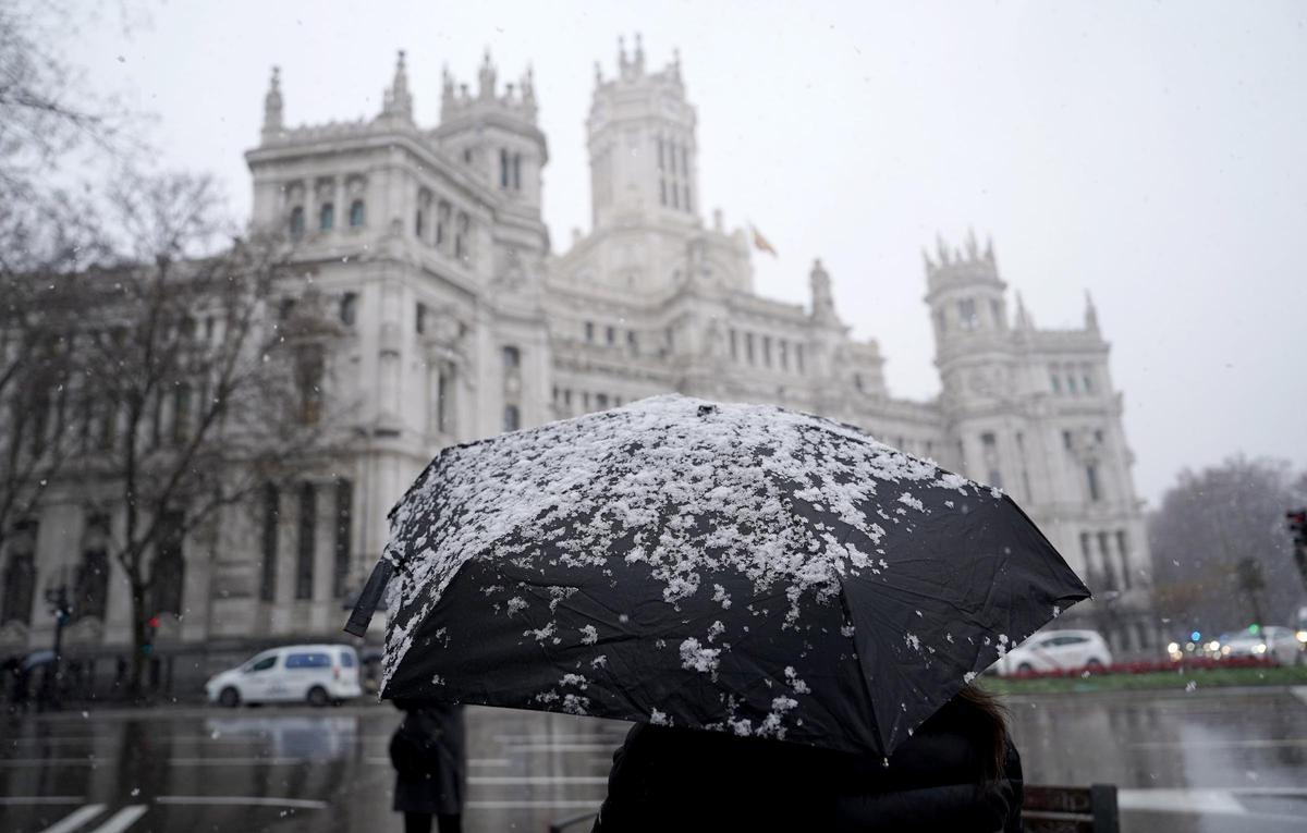 Nevada en el centro de Madrid.