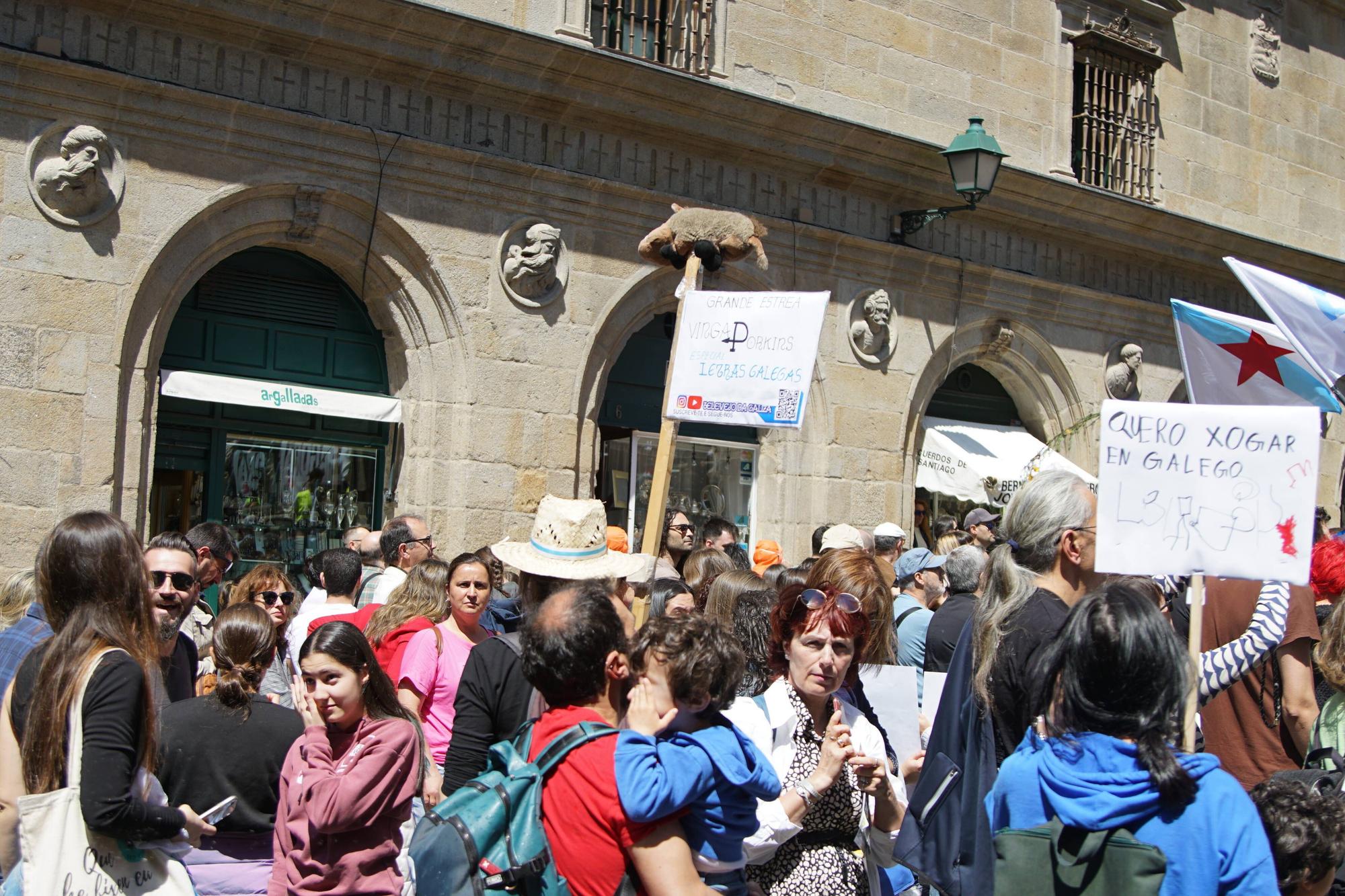 Manifestación de Queremos Galego en Santiago polo Día das Letras