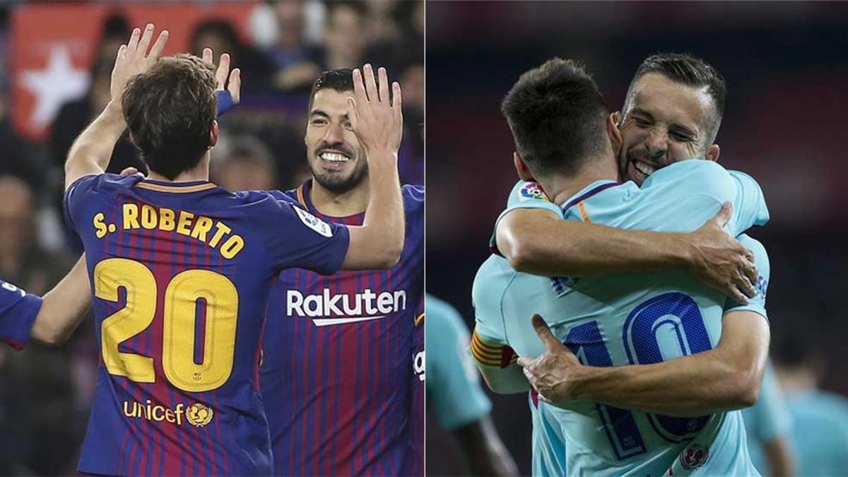 Sergi Roberto y Alba están nutriendo de grandes pases a Suárez y Messi