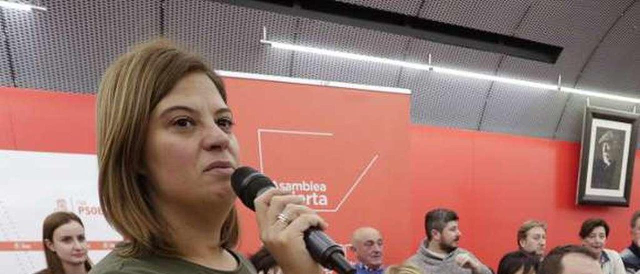 Gimena Llamedo, durante una asamblea de la FSA.