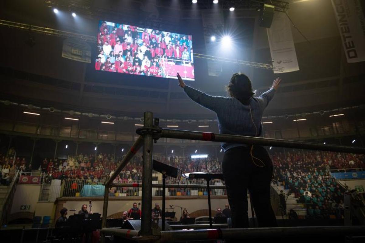 Un ensayo previo al acto de celebración, en la Tarraco Arena Plaça de Tarragona.
