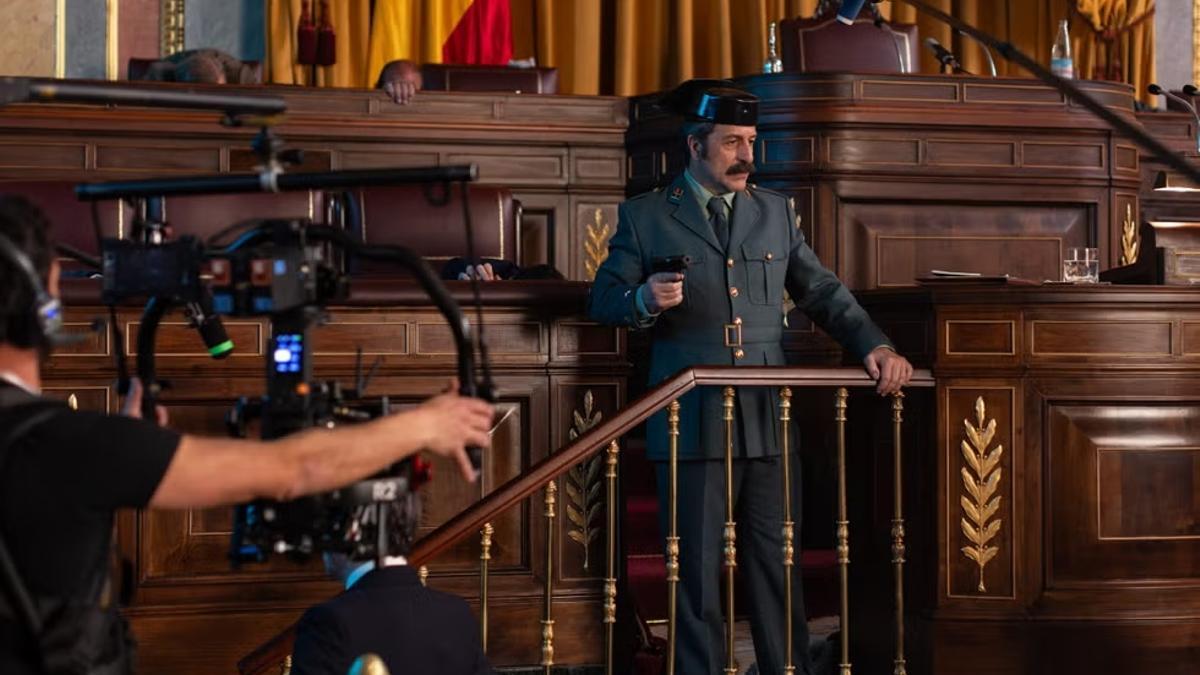 Rodaje de la serie 'Anatomía de un instante', que recrea el golpe de estado de Antonio Tejero el 23-F.