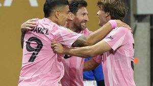 Los jugadores de Inter Miami celebran el gol de Messi.
