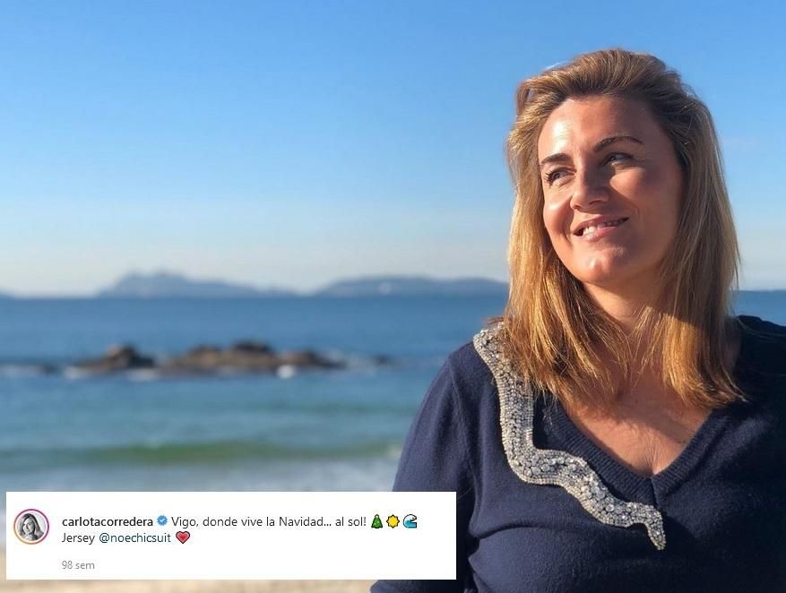 Carlota Corredera no perdona la visita a la playa cuando viene a Vigo, tampoco en Navidad.