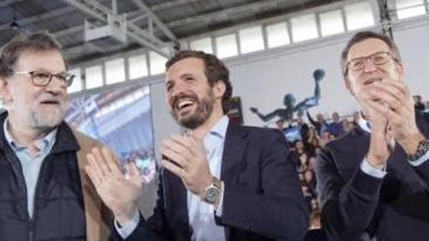 Rajoy, Casado, Feijóo y Baltar, este domingo en Ourense.