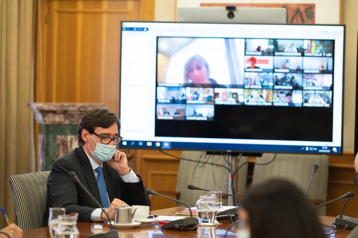 El ministro de Sanidad, Salvador Illa, preside por videoconferencia la reuniÃ³n del Consejo Interterritorial del Sistema Nacional de Salud, en Madrid (EspaÃ±a), a 30 de septiembre de 2020.