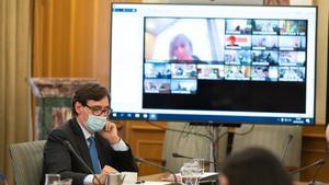 El ministro de Sanidad, Salvador Illa, preside por videoconferencia la reuniÃ³n del Consejo Interterritorial del Sistema Nacional de Salud, en Madrid (EspaÃ±a), a 30 de septiembre de 2020.