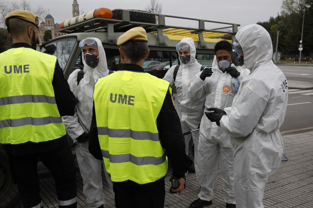 Coronavirus en Asturias: La UME, en Gijón