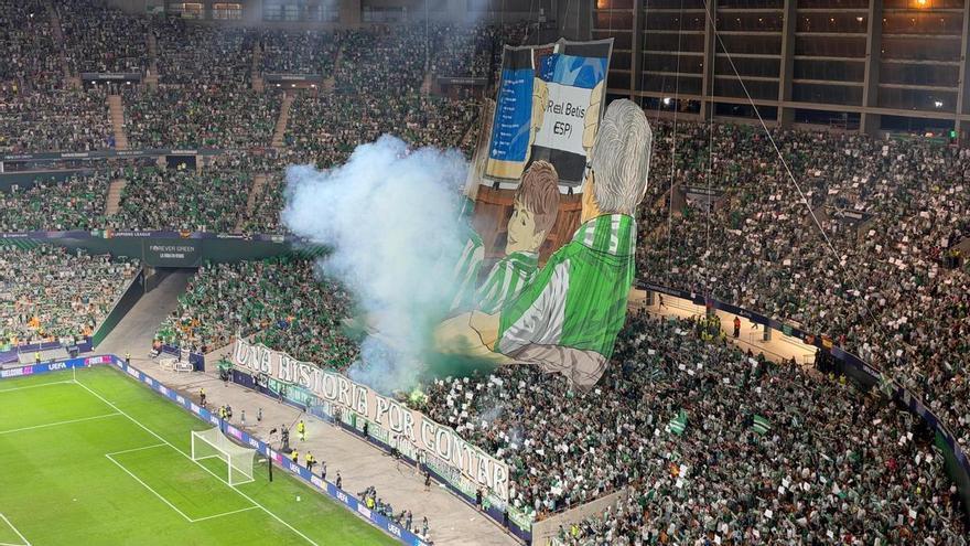 Así ha sido el brutal tifo del Betis ante el Porto en el estreno en Champions en La Cartuja