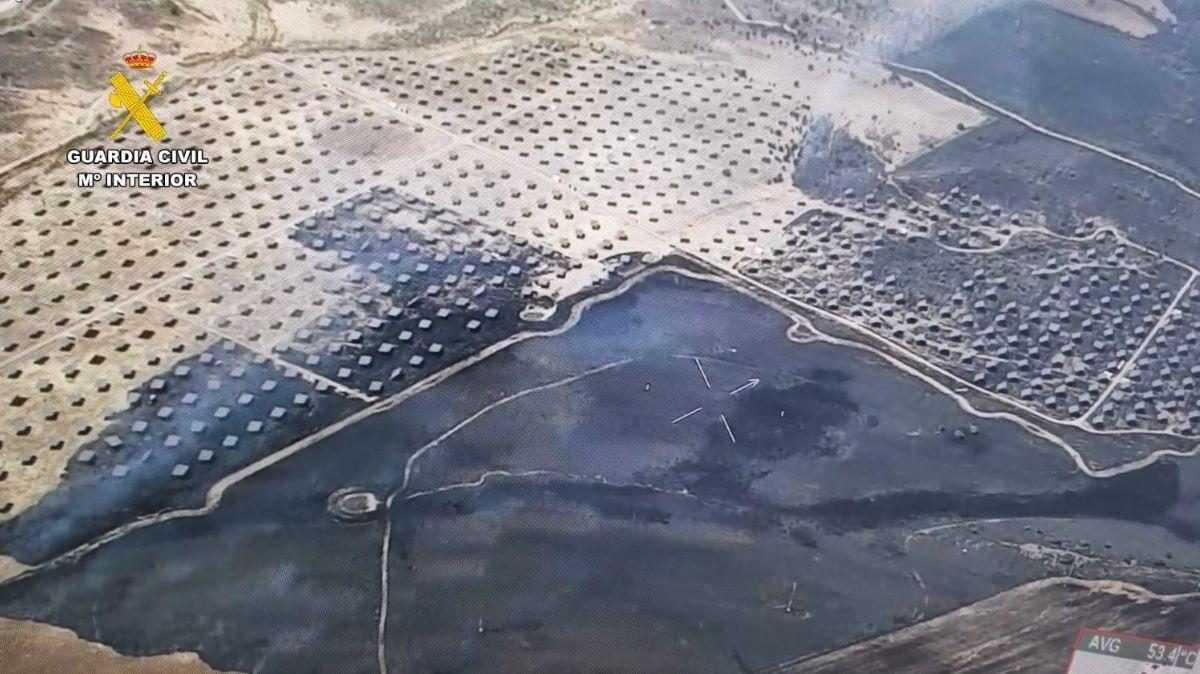 Zona calcinada por el fuego.