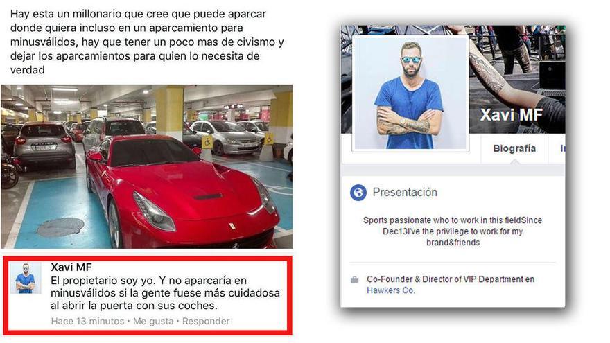 Un accionista de Hawkers utiliza la zona de discapacitados para aparcar su Ferrari