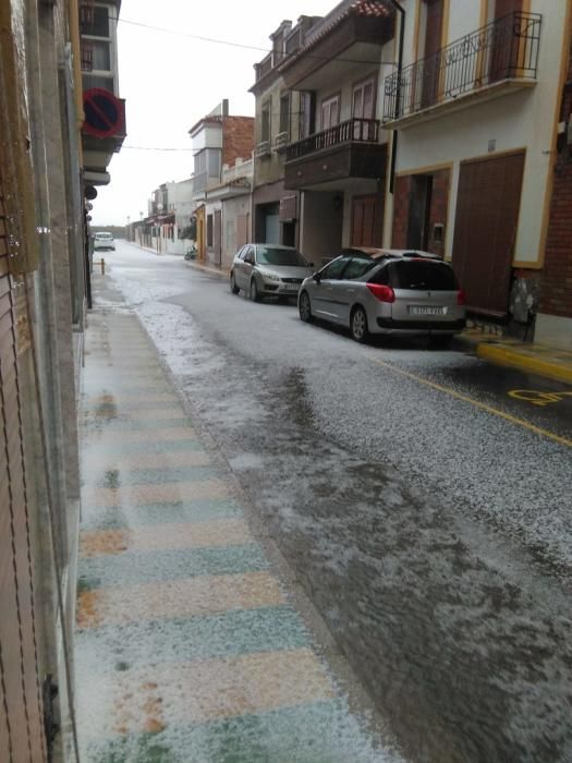 La Ribera cubierta de granizo