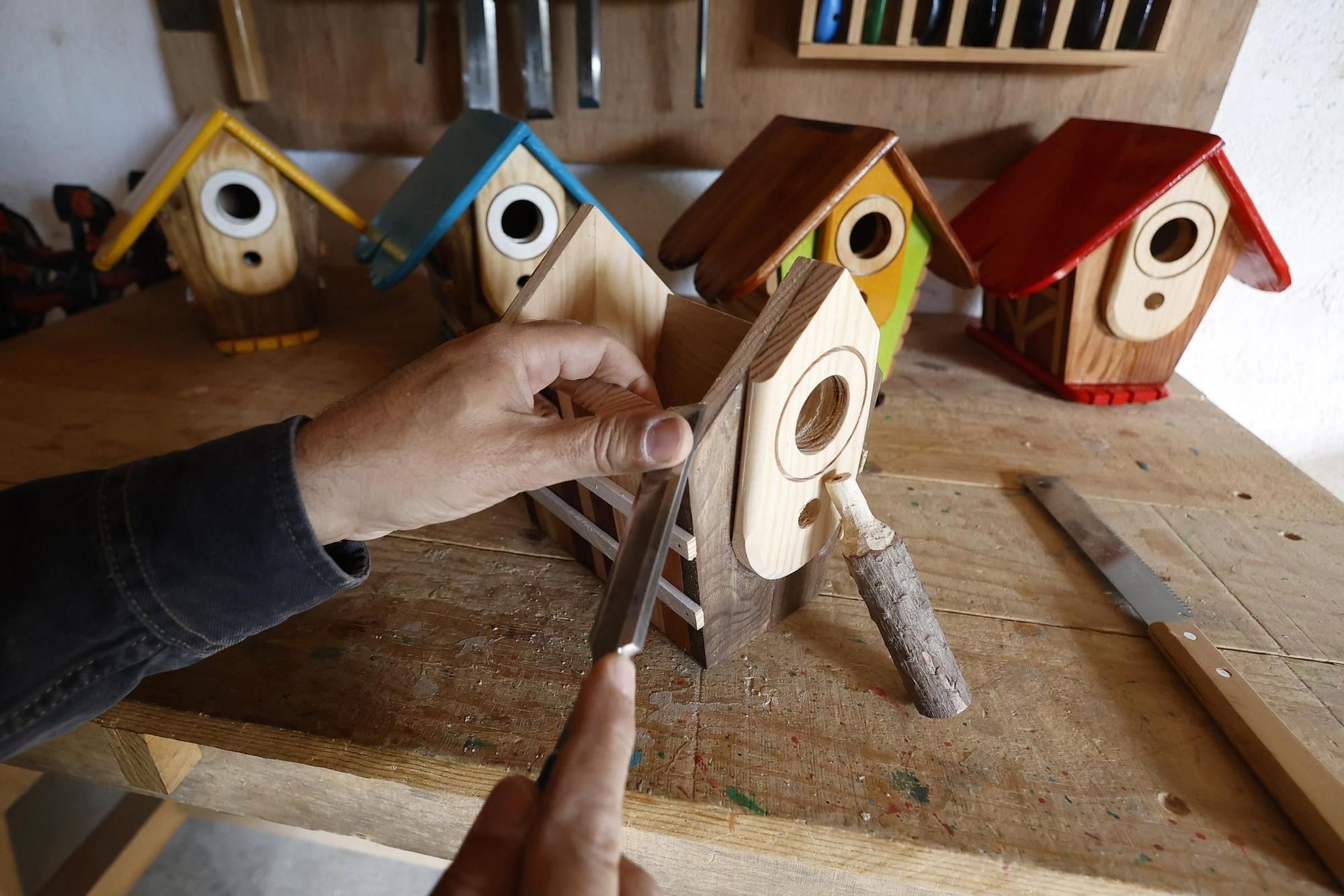 Luis Portabales en su refugio creativo rodeado de bosque con una de las casas-nido que elabora  (5).jpg