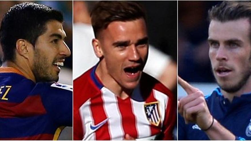 Suárez, Griezmann y Bale, goleadores este fin de semana.