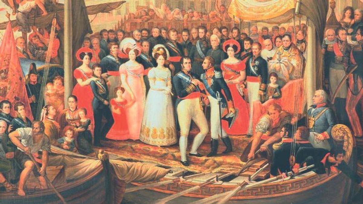 Fernando VII co seu liberador francés, o duque de Angulema, no Puerto de Santa María