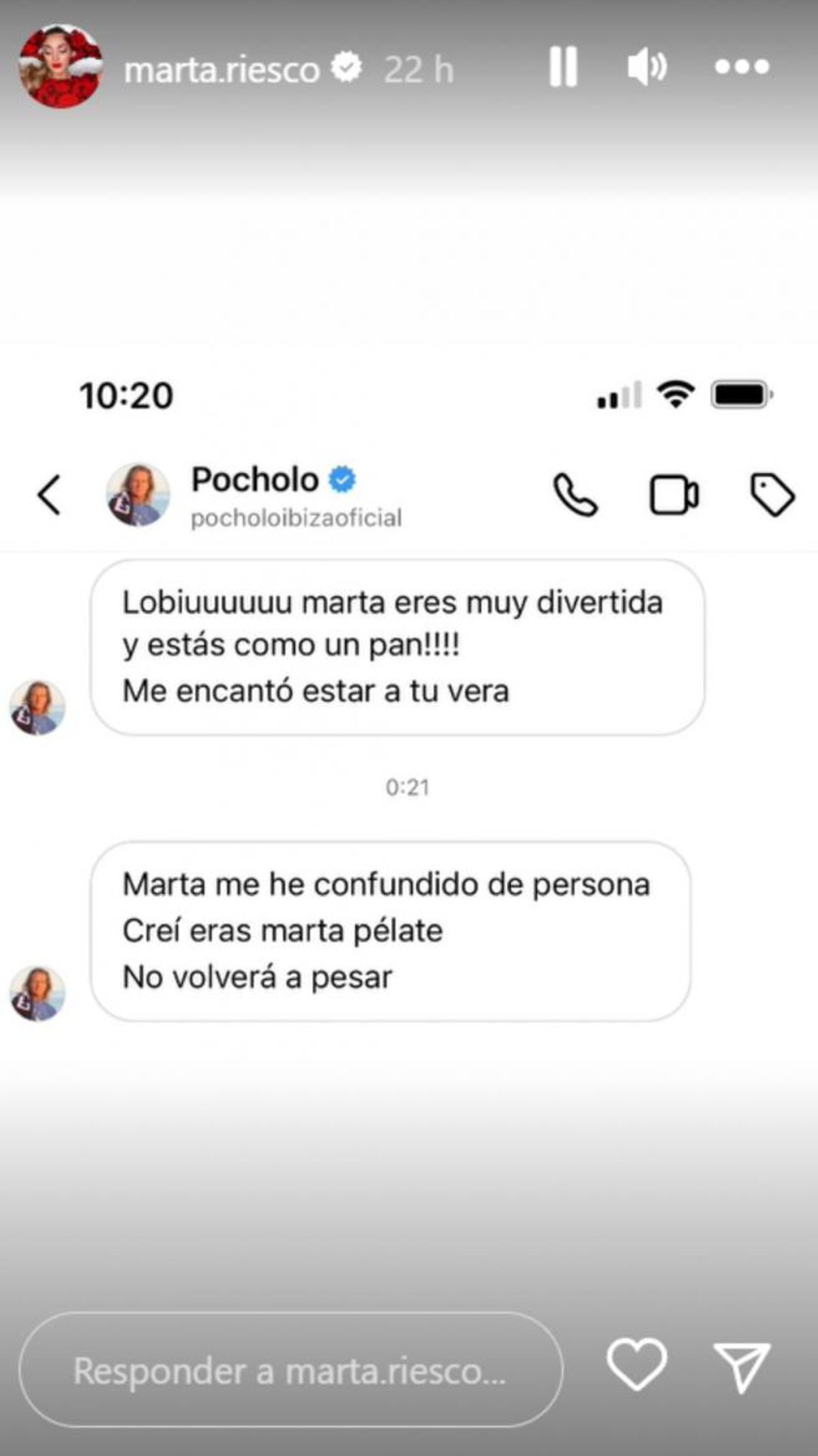 Marta Riesco comparte los mensajes que le envió Pocholo por error