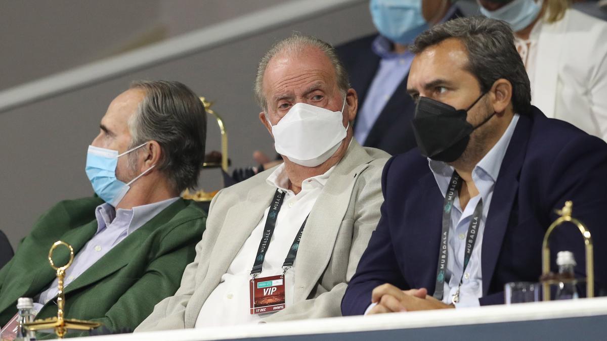 El rey emérito Juan Carlos I este viernes en Abu Dabi durante un partido de tenis entre Rafa Nadal y Andy Murray