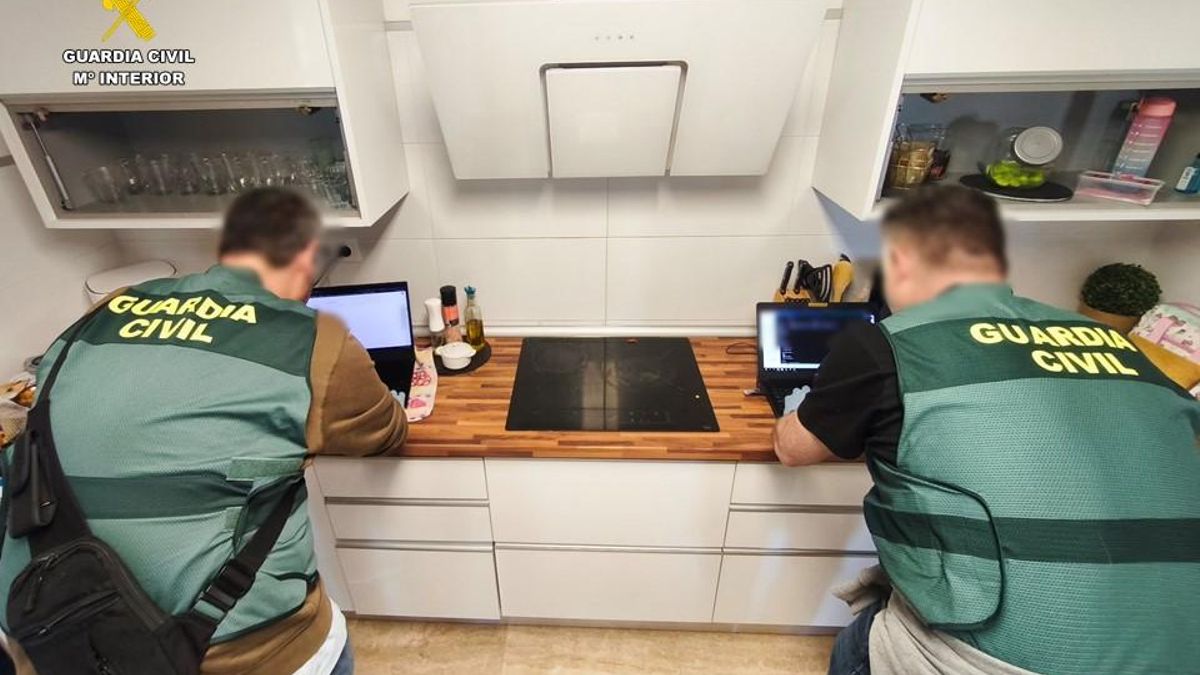 Uno de los registros realizados por la Guardia Civil en una de las viviendas