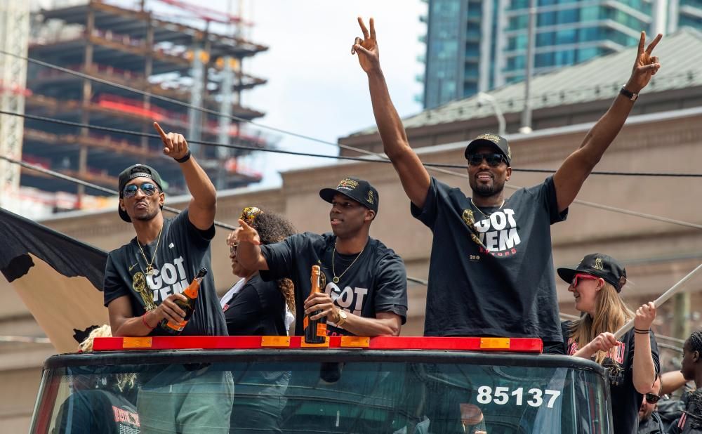 Los Raptors celebran el título de la NBA